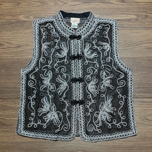 🔥🔥Vintage Mary McFadden Sheer Embroidered Vest – Asian-Inspired Glam Size: XL🔥🔥 - Picture 1 of 7